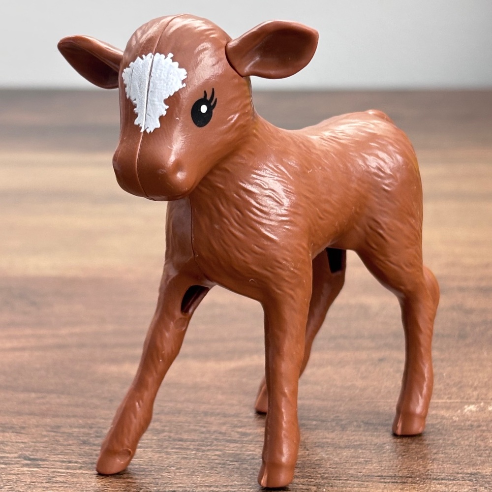 BARBIE Farmer Doll Vet Brown BABY COW CALF Replacement Toy Figure Farm Animal